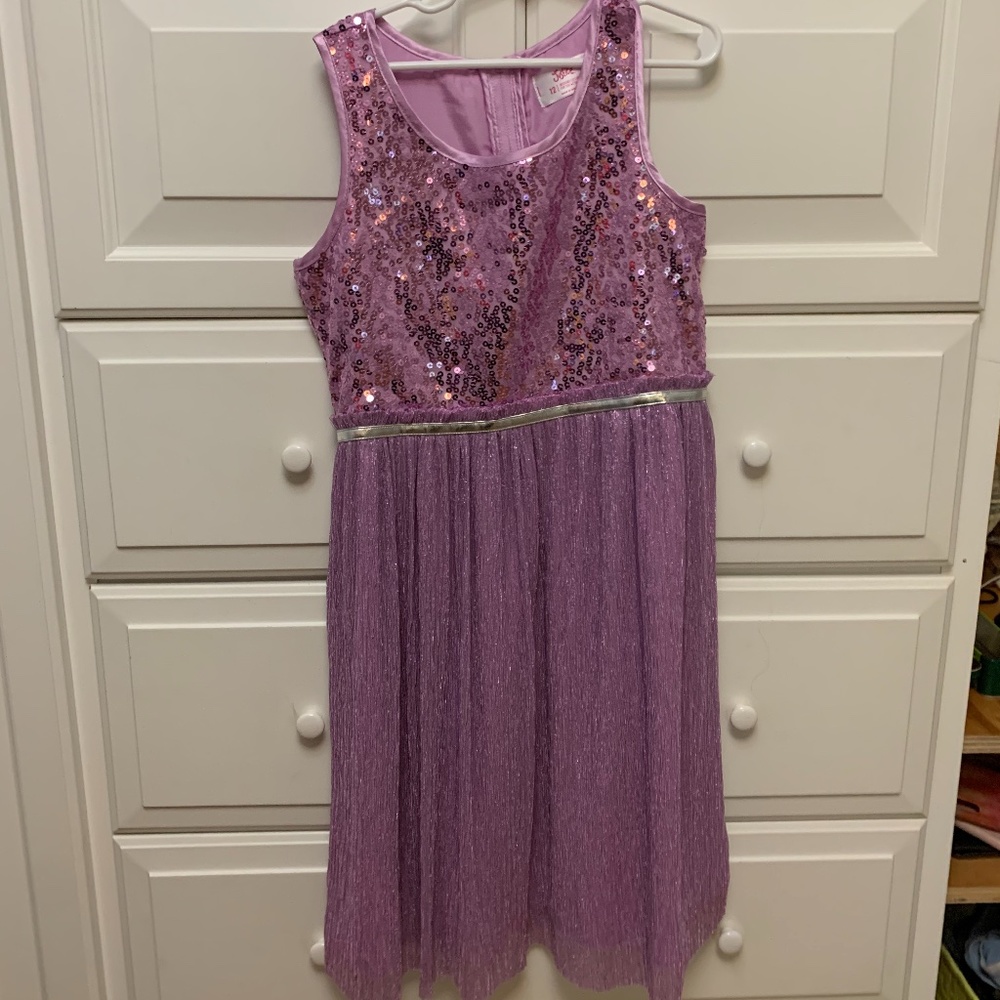 justice size 12 purple sequence dress